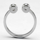 Alamode Rhodium Brass Ring with Top Grade Crystal in Clear - Alamode - Flyclothing LLC