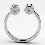 Alamode Rhodium Brass Ring with Top Grade Crystal in Clear - Alamode