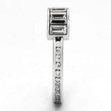 Alamode Rhodium Brass Ring with Top Grade Crystal in Clear - Alamode - Flyclothing LLC