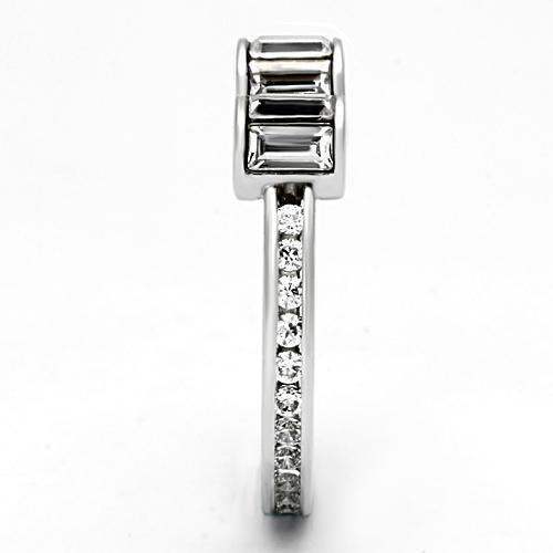 Alamode Rhodium Brass Ring with Top Grade Crystal in Clear - Alamode - Flyclothing LLC