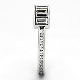 Alamode Rhodium Brass Ring with Top Grade Crystal in Clear - Alamode
