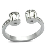 Alamode Rhodium Brass Ring with Top Grade Crystal in Clear - Alamode - Flyclothing LLC