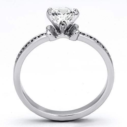 Alamode Rhodium Brass Ring with AAA Grade CZ in Clear - Alamode - Flyclothing LLC