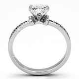 Alamode Rhodium Brass Ring with AAA Grade CZ in Clear - Alamode