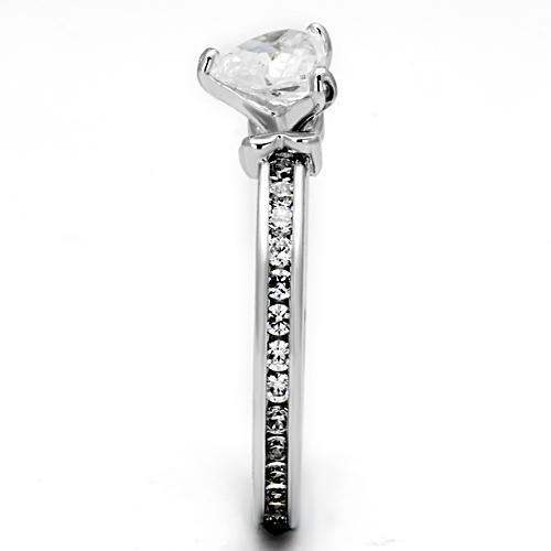 Alamode Rhodium Brass Ring with AAA Grade CZ in Clear - Alamode - Flyclothing LLC