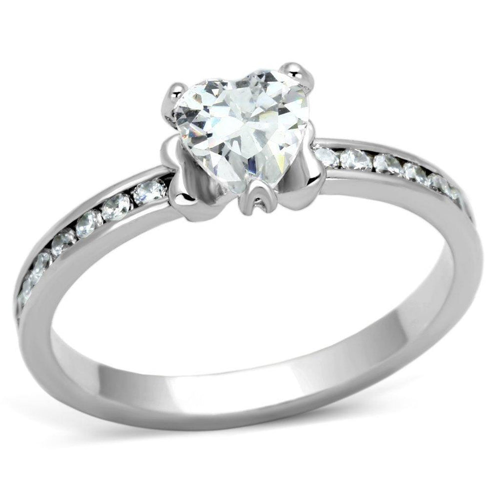 Alamode Rhodium Brass Ring with AAA Grade CZ in Clear - Alamode