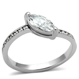Alamode Rhodium Brass Ring with AAA Grade CZ in Clear - Alamode