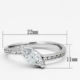 Alamode Rhodium Brass Ring with AAA Grade CZ in Clear - Alamode