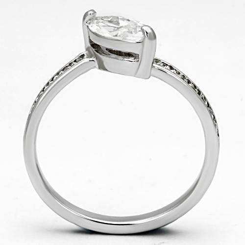 Alamode Rhodium Brass Ring with AAA Grade CZ in Clear - Alamode - Flyclothing LLC