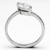 Alamode Rhodium Brass Ring with AAA Grade CZ in Clear - Alamode