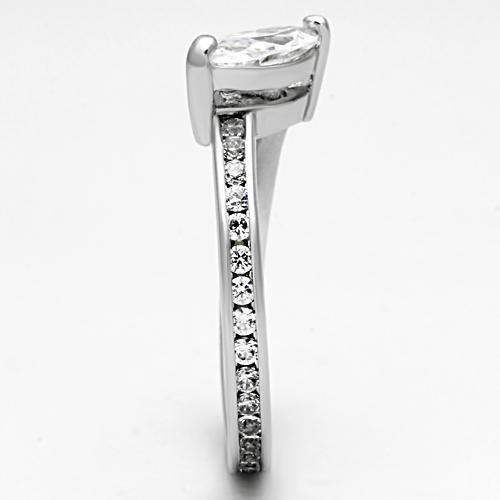Alamode Rhodium Brass Ring with AAA Grade CZ in Clear - Alamode - Flyclothing LLC