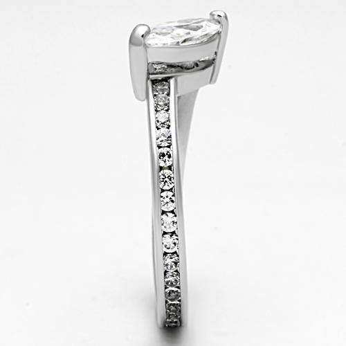 Alamode Rhodium Brass Ring with AAA Grade CZ in Clear - Alamode - Flyclothing LLC