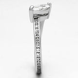 Alamode Rhodium Brass Ring with AAA Grade CZ in Clear - Alamode