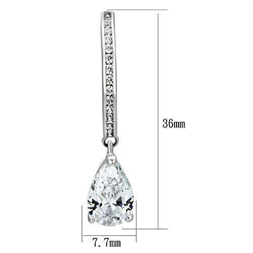 Alamode Rhodium Brass Earrings with AAA Grade CZ in Clear - Alamode - Flyclothing LLC