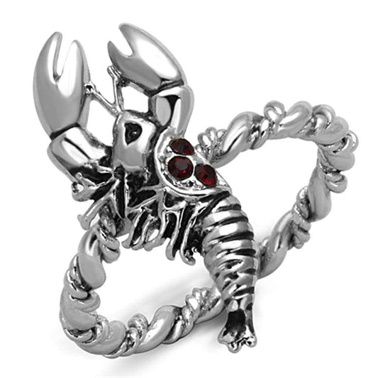 Alamode Rhodium Brass Ring with Top Grade Crystal in Siam - Alamode - Flyclothing LLC