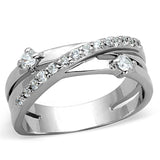 Alamode Rhodium Brass Ring with AAA Grade CZ in Clear - Alamode