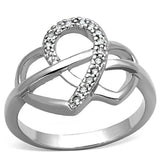 Alamode Rhodium Brass Ring with AAA Grade CZ in Clear - Alamode - Flyclothing LLC