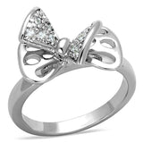 Alamode Rhodium Brass Ring with AAA Grade CZ in Clear - Alamode