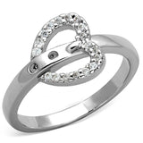 Alamode Rhodium Brass Ring with AAA Grade CZ in Clear - Alamode