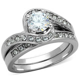 Alamode Rhodium Brass Ring with AAA Grade CZ in Clear - Alamode - Flyclothing LLC