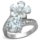 Alamode Rhodium Brass Ring with AAA Grade CZ in Clear - Alamode