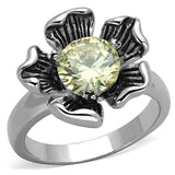 Alamode Rhodium Brass Ring with AAA Grade CZ in Citrine Yellow - Alamode