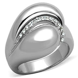 Alamode Rhodium Brass Ring with Top Grade Crystal in Clear - Alamode - Flyclothing LLC