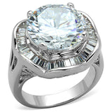 Alamode Rhodium Brass Ring with AAA Grade CZ in Clear - Alamode