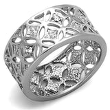 Alamode Rhodium Brass Ring with Top Grade Crystal in Clear - Alamode - Flyclothing LLC