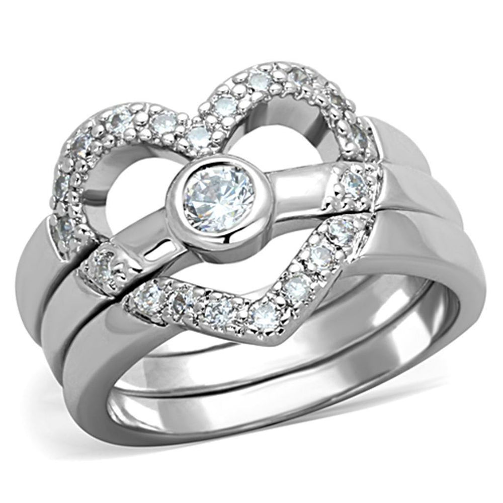 Alamode Rhodium Brass Ring with AAA Grade CZ in Clear - Alamode
