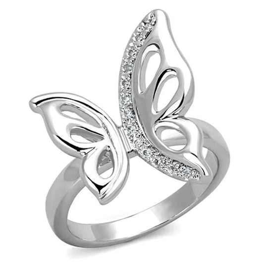 Alamode Rhodium Brass Ring with AAA Grade CZ in Clear - Alamode - Flyclothing LLC