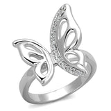 Alamode Rhodium Brass Ring with AAA Grade CZ in Clear - Alamode
