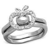 Alamode Rhodium Brass Ring with AAA Grade CZ in Clear - Alamode - Flyclothing LLC