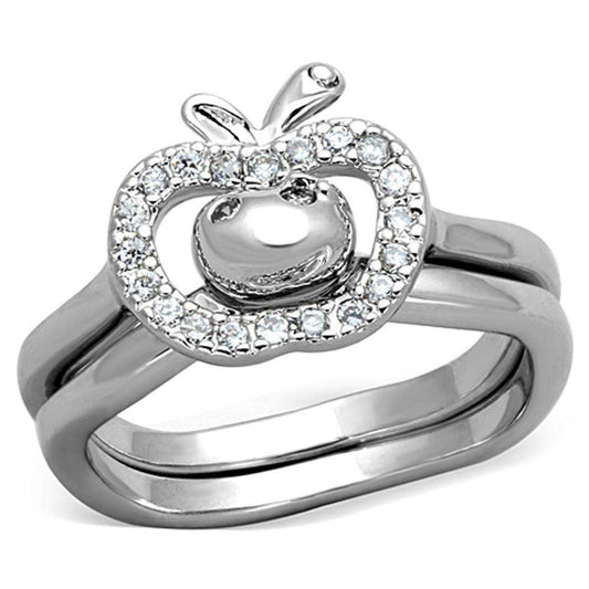 Alamode Rhodium Brass Ring with AAA Grade CZ in Clear - Alamode - Flyclothing LLC
