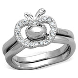 Alamode Rhodium Brass Ring with AAA Grade CZ in Clear - Alamode