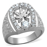 Alamode Rhodium Brass Ring with AAA Grade CZ in Clear - Alamode
