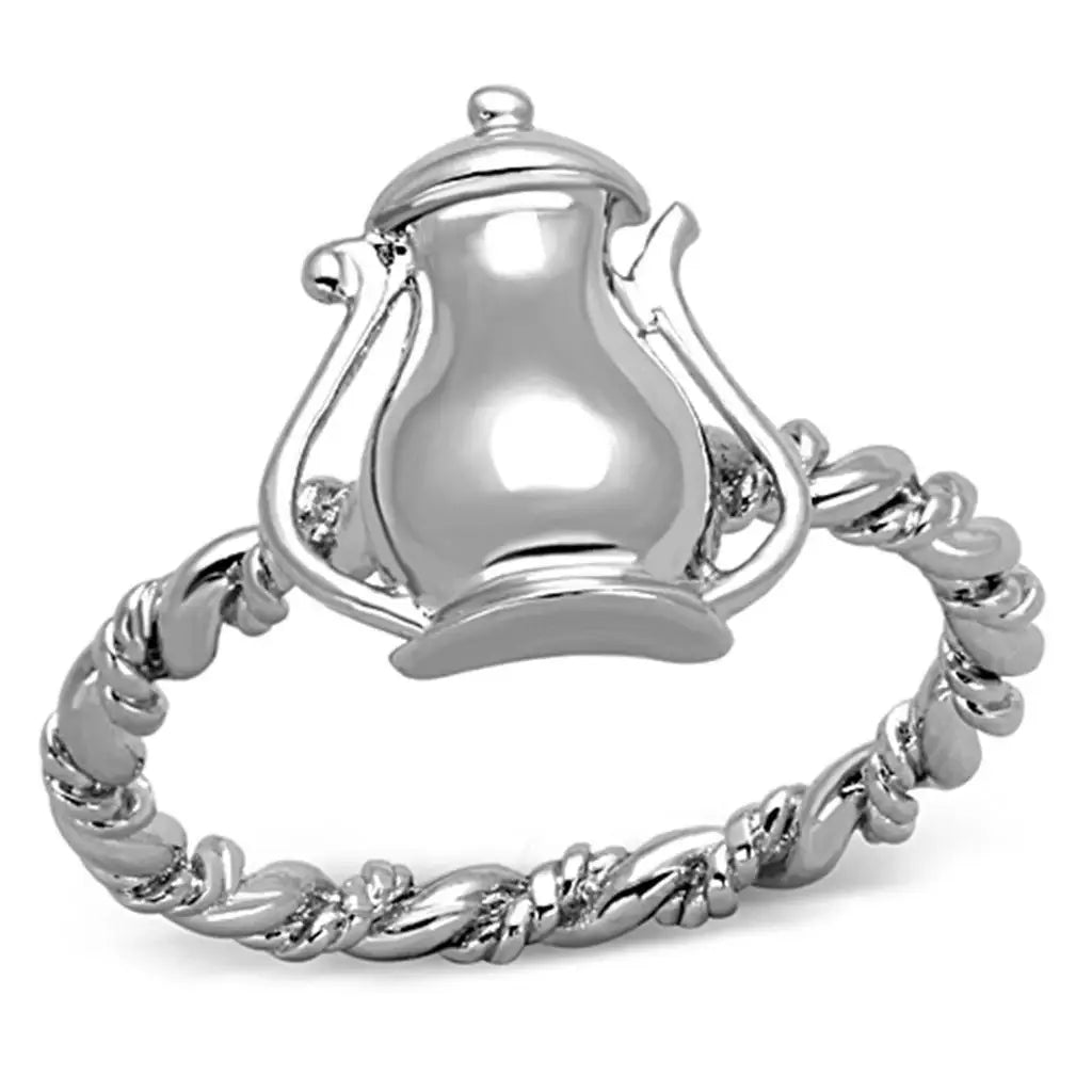 Alamode Rhodium Brass Ring with No Stone - Alamode - Flyclothing LLC