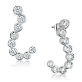 Alamode Rhodium Brass Earrings with AAA Grade CZ in Clear - Alamode - Flyclothing LLC