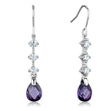 Alamode Rhodium Brass Earrings with AAA Grade CZ in Amethyst - Alamode - Flyclothing LLC
