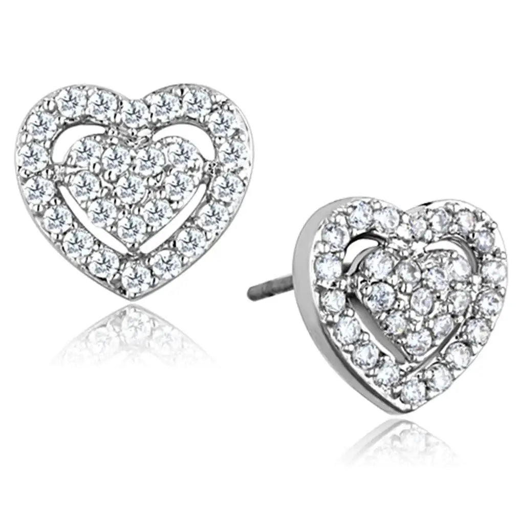 Alamode Rhodium Brass Earrings with AAA Grade CZ in Clear - Alamode - Flyclothing LLC