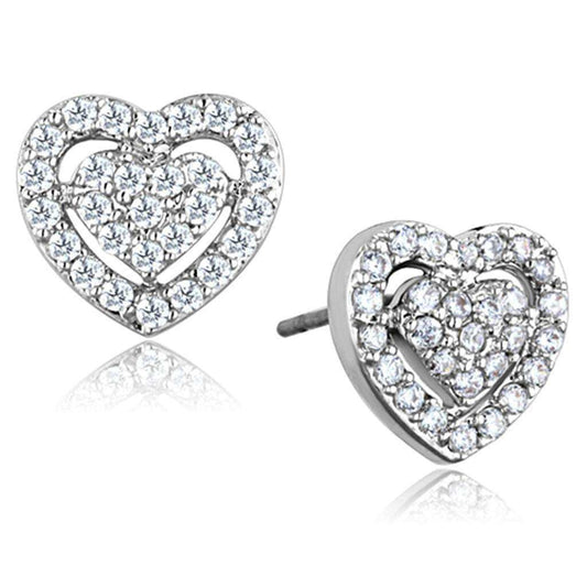 Alamode Rhodium Brass Earrings with AAA Grade CZ in Clear - Alamode - Flyclothing LLC