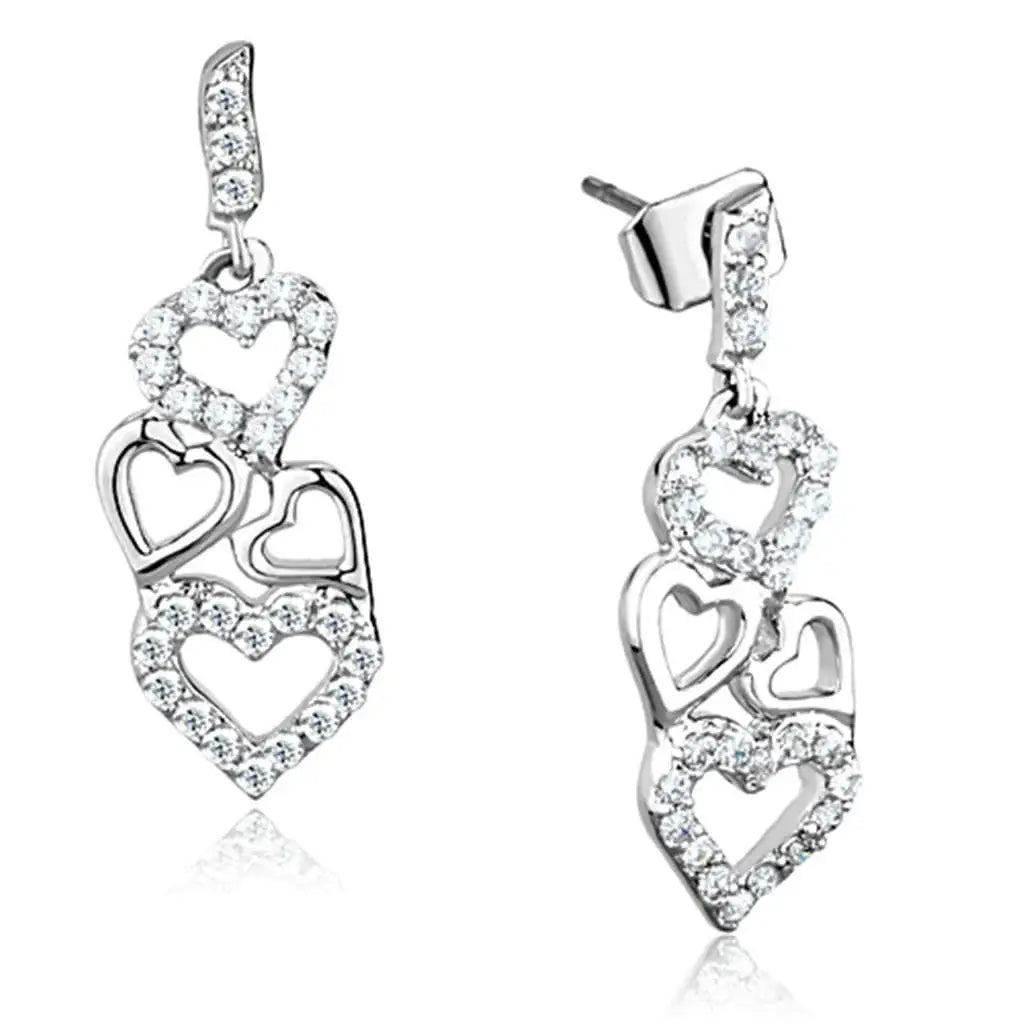 Alamode Rhodium Brass Earrings with AAA Grade CZ in Clear - Alamode - Flyclothing LLC