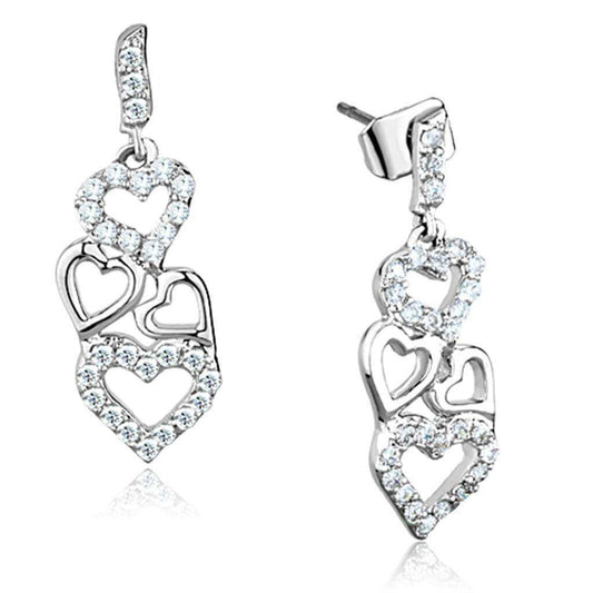 Alamode Rhodium Brass Earrings with AAA Grade CZ in Clear - Alamode - Flyclothing LLC