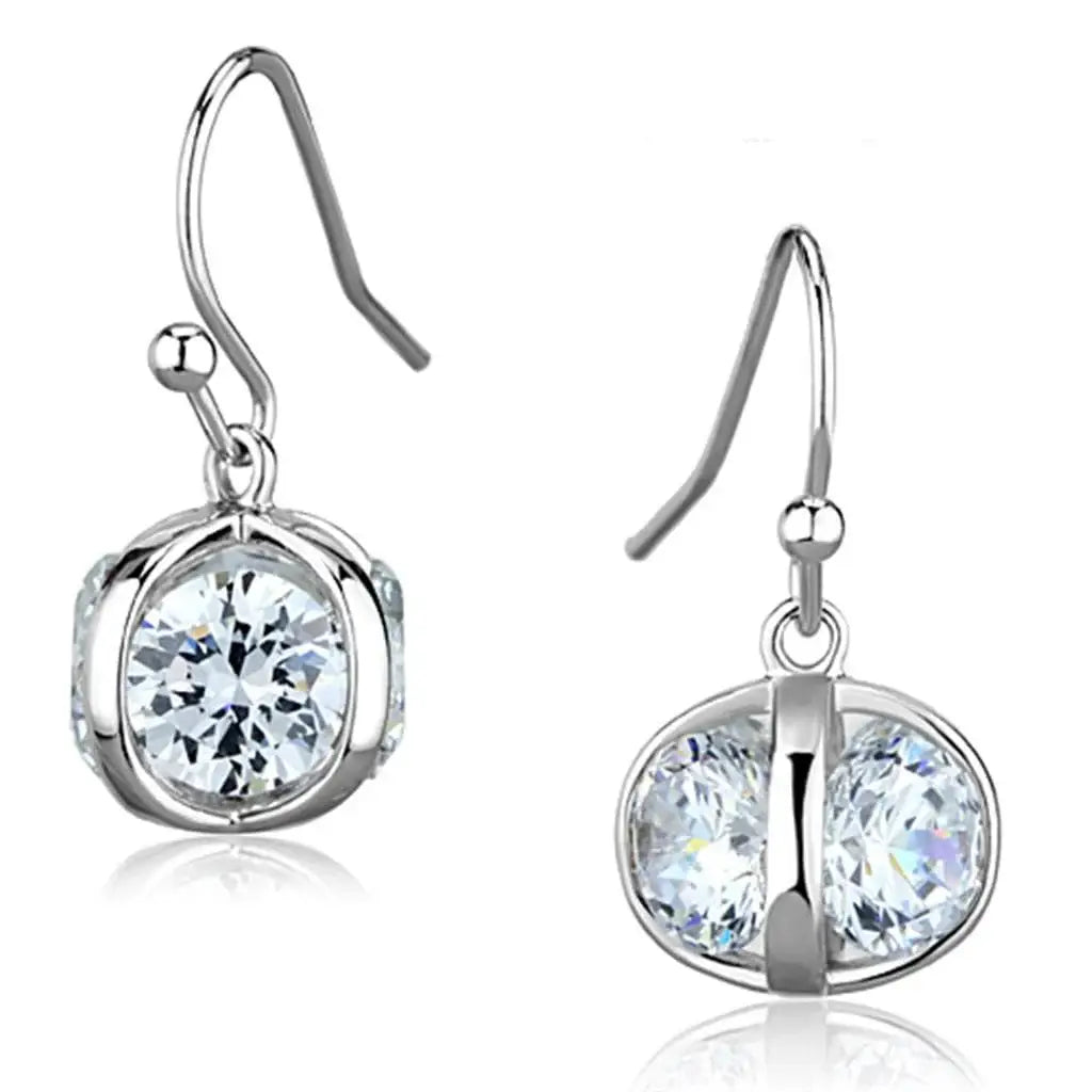 Alamode Rhodium Brass Earrings with AAA Grade CZ in Clear - Alamode - Flyclothing LLC