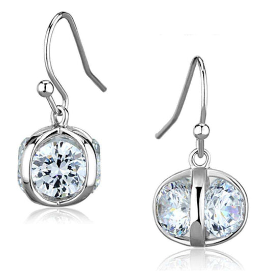 Alamode Rhodium Brass Earrings with AAA Grade CZ in Clear - Alamode - Flyclothing LLC