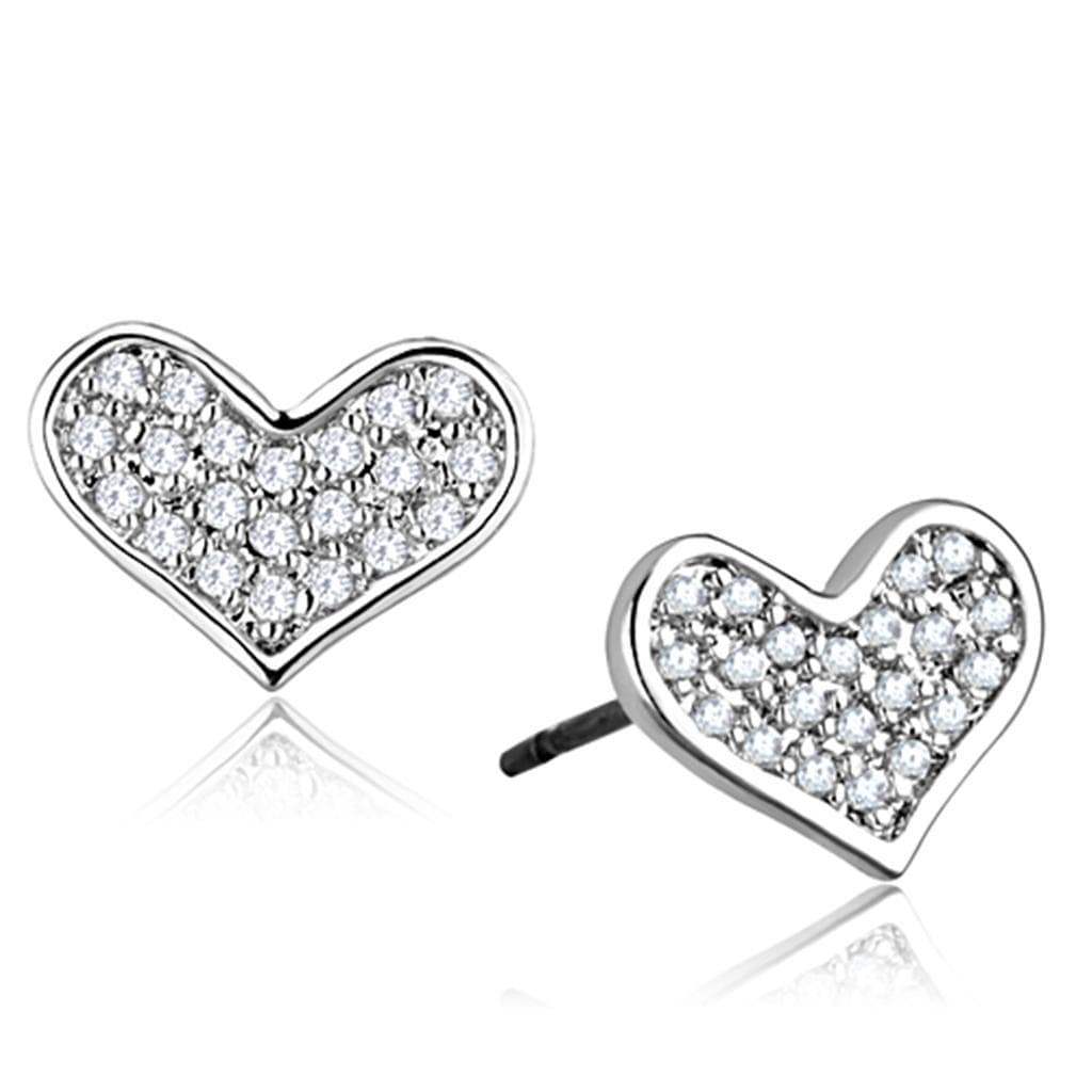 Alamode Rhodium Brass Earrings with AAA Grade CZ in Clear - Alamode - Flyclothing LLC
