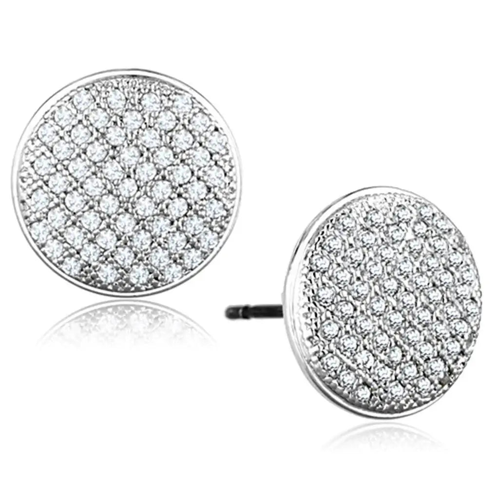Alamode Rhodium Brass Earrings with AAA Grade CZ in Clear - Alamode - Flyclothing LLC