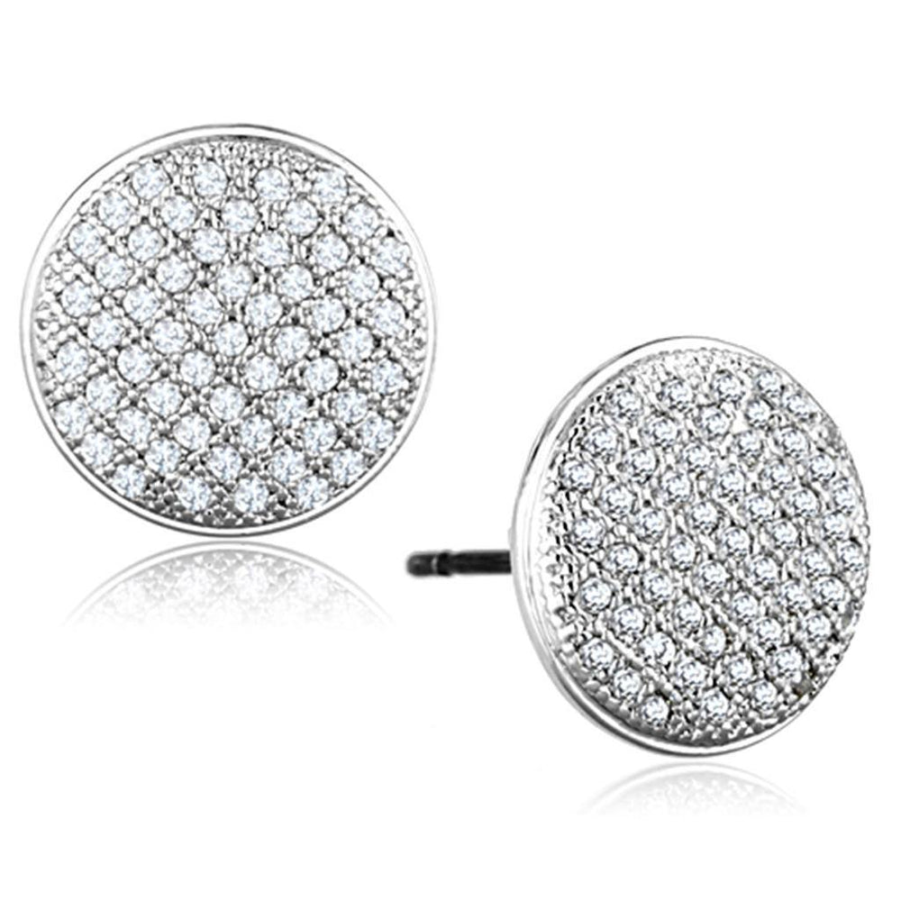 Alamode Rhodium Brass Earrings with AAA Grade CZ in Clear - Alamode