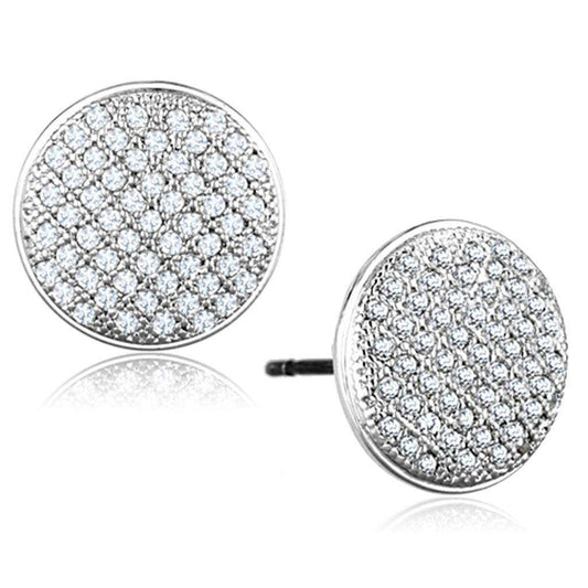 Alamode Rhodium Brass Earrings with AAA Grade CZ in Clear - Alamode - Flyclothing LLC