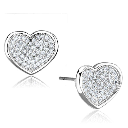 Alamode Rhodium Brass Earrings with AAA Grade CZ in Clear - Alamode - Flyclothing LLC